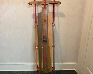 T134 - $65. Flexible Flyer III Wooden Snow Sled. Measures approximately 53” long.