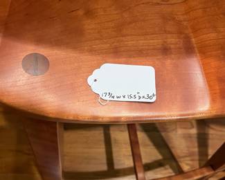 T36 - $900 FIRM. Michael Seward set of 3 Wood Stools. Measures 17.75" x 15.5" x 30" Tall. Very good condition with minor scratches.