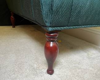 T42 - $50. Upholstered Bench with Wood Legs. Measures 43" x 20.5" x 15.5" Tall. Very good condition, but does have pet hair.