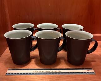 T127 - $60. Set of 6 Denby Charcoal Made in England Coffee Mugs. Each measures 4.75” tall.