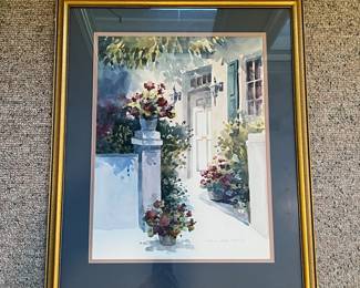 T112 - $85. Original Watercolor of a Doorway in Charleston SC by Victoria Platt Ellis. Measures 20” x 24” tall.