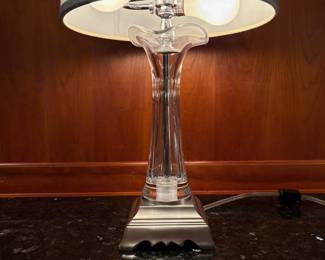 T6 - $100. Waterford Ballet Ruffle Lamp with Waterford Shade. Measures 21" T. Excellent condition.
