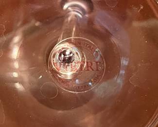 T120 - $60. Set of 6 Vietri Optical Amethyst Wine Glasses. Each measures 9.5“ tall.