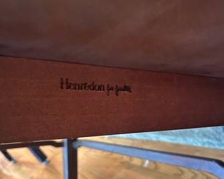 T38 - $140. Henredon Coffee Table. Measures 56" x 24" x 16.5" tall. Very structurally sound, good condition with some scratching and surface wear.
