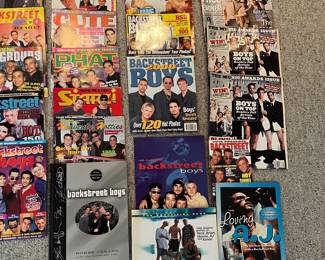 T122 - $100. Lot of 31 Backstreet Boys Magazines and Books Plus Some Accessories.