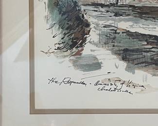 T108 - $45. The Rotunda at the University of Virginia in Charlottesville, signed by artist John Haymson. Measures 19” x 24.5” tall.
