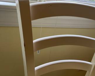 T43 - $25. Pair of Wood Chairs with Rush Seats. Measures 15.5" x 14" x 35" Tall, floor to seat 18.5". Structurally sound, overall good condition with some surface wear.