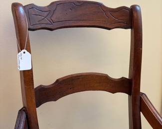 T23 - $40. Single Caned Chair. Measures 17" x 17.5" x 33" Tall. Floor to seat 17". Very good condition, caning excellent condition, chair structurally sound.