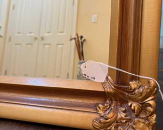 T14 - $125. Heavy Gold Frame Vintage Mirror. Can be hung either direction. Measures 45" x 33". Overall very good condition.