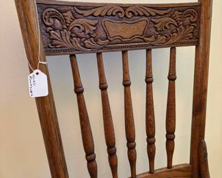T20 - $30. Antique Caned Chair. Caning needs replaced. Measures 17" x 17" x 38" tall. Floor to seat 17.5". Structurally in very good condition.