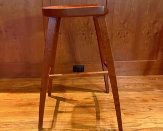T36 - $900 FIRM. Michael Seward set of 3 Wood Stools. Measures 17.75" x 15.5" x 30" Tall. Very good condition with minor scratches.