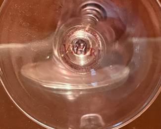 T121 - $40. Set of 4 Vietri Optical Amethyst Champagne Flutes. Each measures 10” tall.