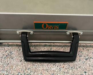 T91 - $165. Orvis Airline Travel Aluminum Double Rifle Shotgun Multi Pistol Gun Case. Measures 32” x 4” x 15” tall.