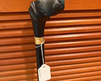 T15 - $30. Black Lab Dog Head Cane. Measures 36.25" tall. Very good condition.