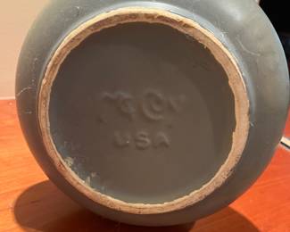 T129 - $65. Large McCoy Pottery Vase Vesta Collection Matte Green. Measures 13.5” tall.