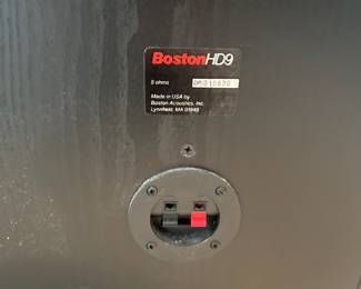 T52 - $60. Pair of Boston HD9 speakers. Measures 11.5" x 8.5 x 21" T. Untested.
