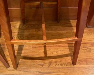 T36 - $900 FIRM. Michael Seward set of 3 Wood Stools. Measures 17.75" x 15.5" x 30" Tall. Very good condition with minor scratches.