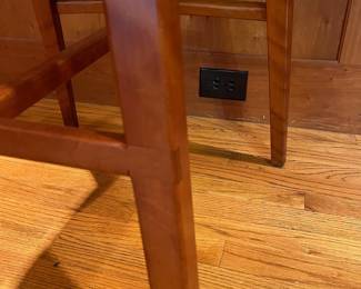 T36 - $900 FIRM. Michael Seward set of 3 Wood Stools. Measures 17.75" x 15.5" x 30" Tall. Very good condition with minor scratches.