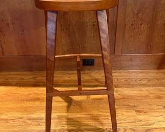 T36 - $900 FIRM. Michael Seward set of 3 Wood Stools. Measures 17.75" x 15.5" x 30" Tall. Very good condition with minor scratches.