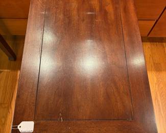 T8 - $75. Henredon Rectangular Side Table with Single Drawer. Measures 18" x 26" x 25.25" tall. Structurally sound, but significant wear on top.