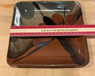 T133 - $30. 3 Piece Vintage John Freimarck Butterfly Platter Studio Pottery Square Plates.