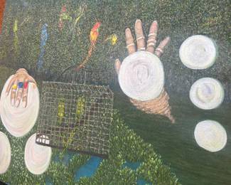 Surrealist oil painting signed Berard
