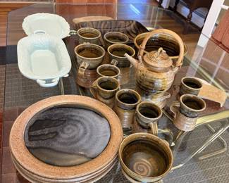 hand-thrown earthenware dinnerware/tea set