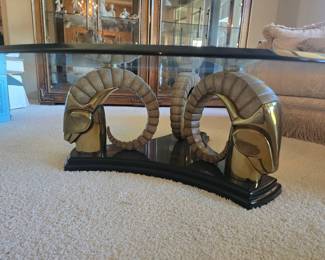 Drexel Heritage Mid-Century Brass Ram’s Head Table