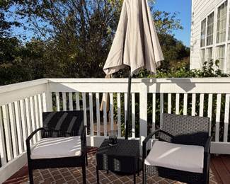 Outdoor Patio Wicker and Umbrella