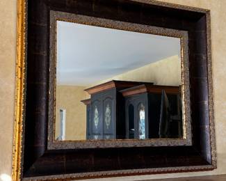 Wide Dark Wood Frame Mirror