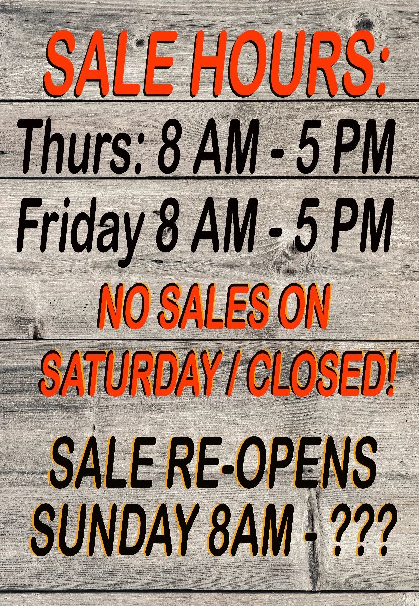 SALE SIGN HOURS