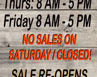 SALE SIGN HOURS