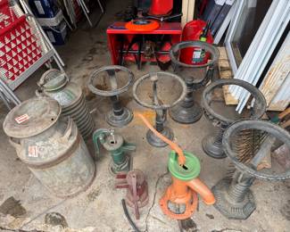 Cast-iron milk cans  and holders