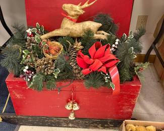 Christmas sled with reindeer accent decoration