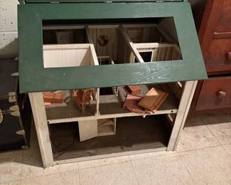 antique dollhouse with furniture