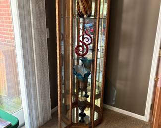 Light up curio cabinet with shelves
