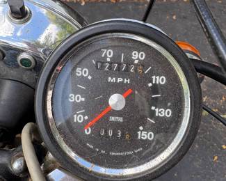 1972 Triumph 650 Tiger Motorcycle odometer with 12,772 miles on it.