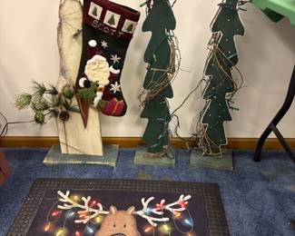 Christmas decorations and doormat