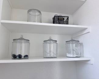 Glass pantry canisters with lids — set. $25