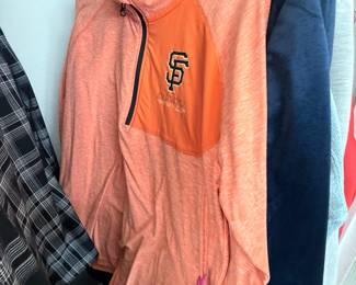 SF Giants orange pullover + plaid shirt — 2 pieces. $20