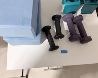 Home workout bundle — dumbbells, yoga block and more. $30