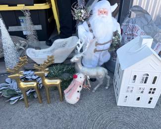 Santa, reindeer, snowman, lighted house & sleigh — $10 each