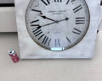 Large square wall clock — "London Bridge Station," Roman numerals. $75