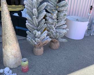 Part of the designer holiday bundle — flocked mini trees in burlap + cone trees (photos 41, 42, 44, 46, 47). $75 for the whole bundle