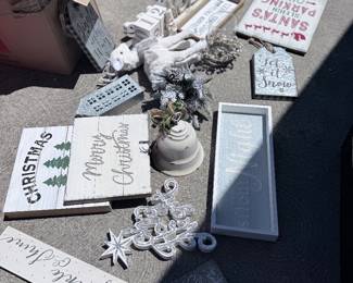Farmhouse Christmas décor bundle — wood signs, ornaments, winter accents. $65