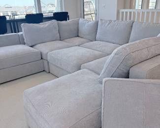 Luxury designer modular sectional in light gray — oversized pit style with chaise + ottoman. Originally ~$14,000. Like new. $5,900