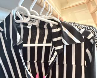 Part of the 75+ piece clothing bundle (black/white striped blouse shown). $175 for all