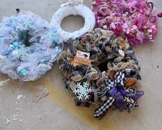 Designer seasonal wreath collection — 7 wreaths total (Christmas, Halloween, Valentine's, winter + fall). 4 shown here. $175 for all 7