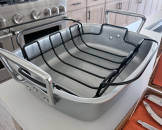 Large heavy-duty roasting pan with removable rack. $25