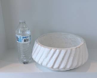 White ribbed ceramic bowl — planter or catch-all. $20